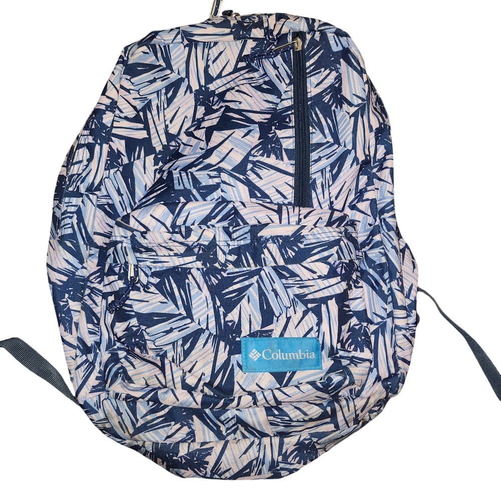 Columbia Blue Palm Leaf Print Backpack Unisex Daypack CB059CO-X4698